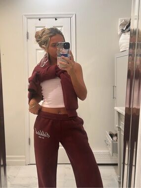 Edikted Burgundy crew neck and sweatpants